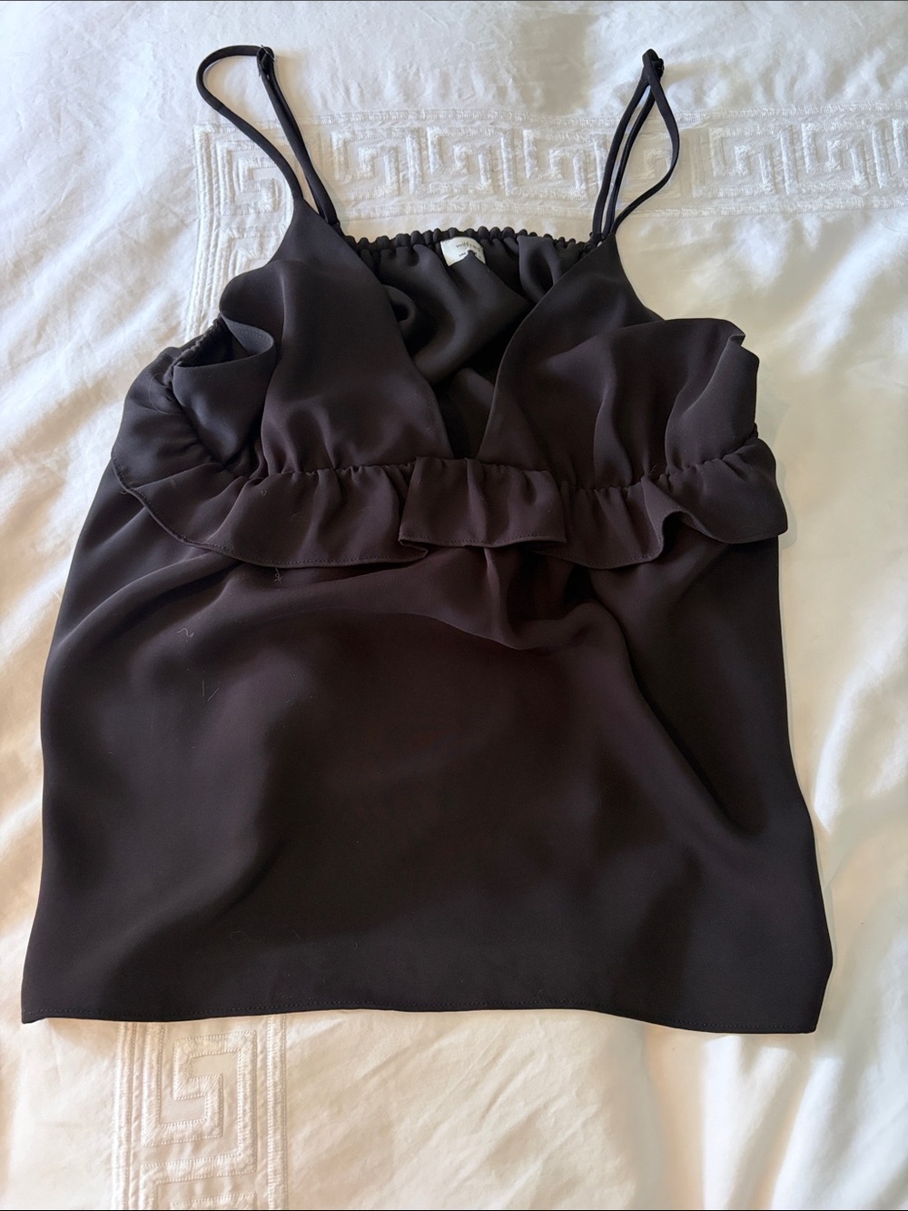 Wilfred Black Ruffle V-Neck Spaghetti Strap Cami